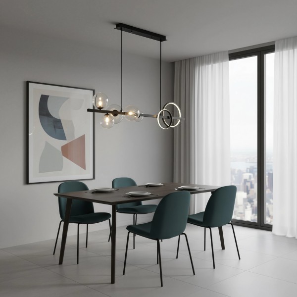 Снимка на Висящ полилей Carina Balls 5 с 5 сфери и 2 LED ринга -