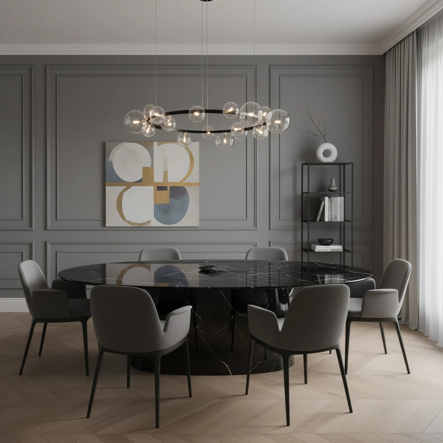 Снимка на Висящ полилей с 15 стъклени сфери Carina Circle 15 - Хол и дневна