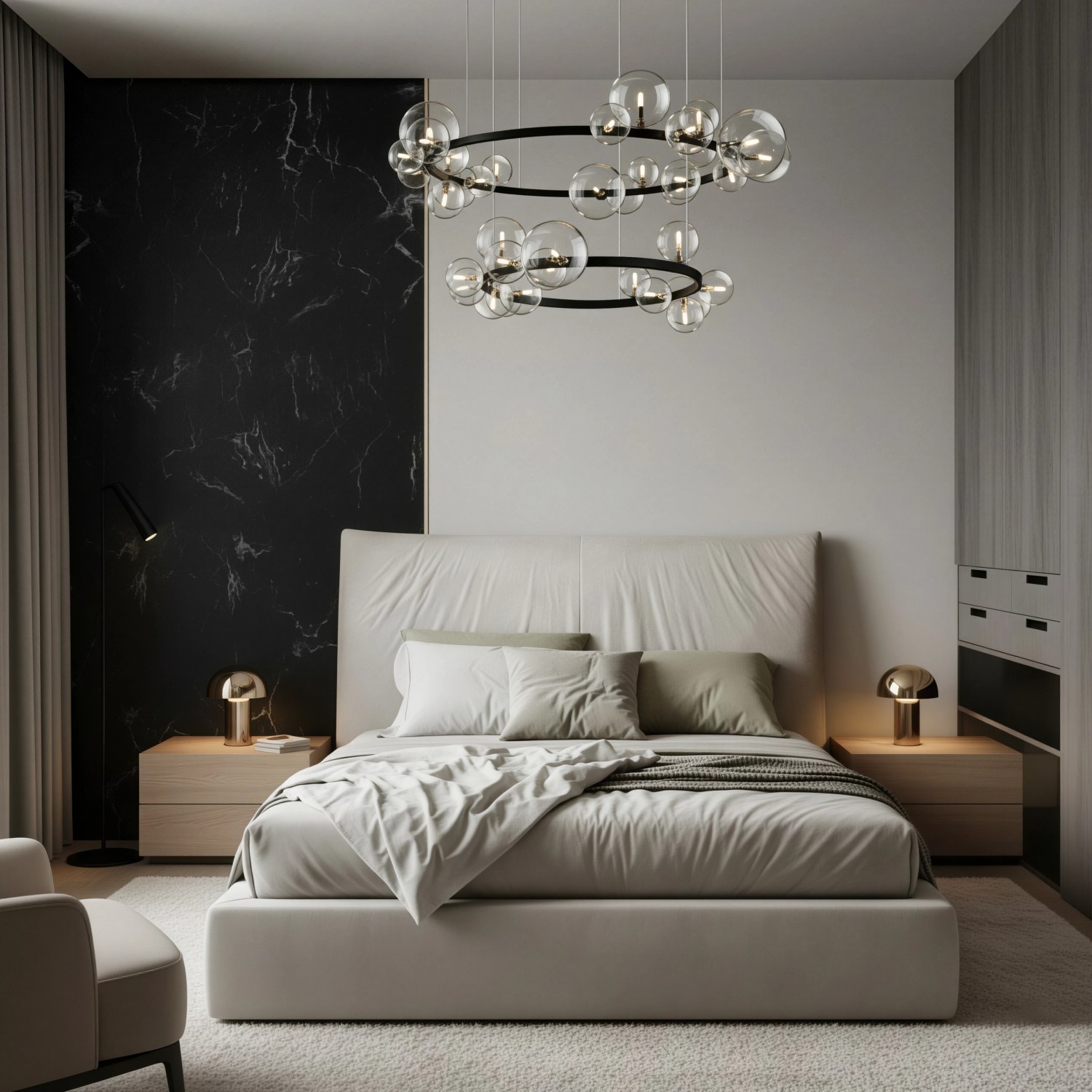 Снимка на Висящ полилей с 15 стъклени сфери Carina Circle 15 - Хол и дневна