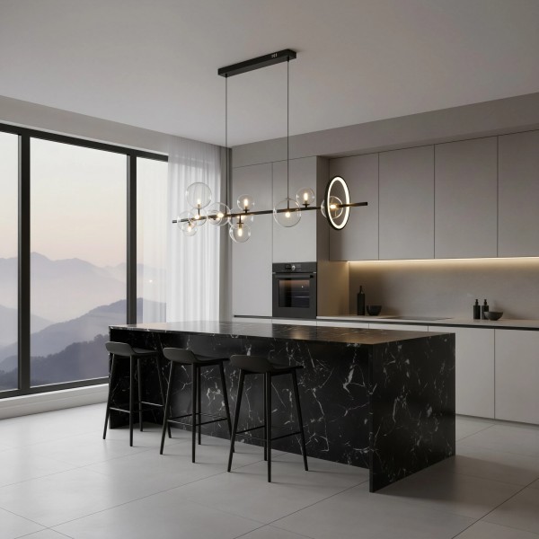 Снимка на Висящ полилей с LED ринг и 10 стъклени сфери Carina Line 10 - Висящи лампи