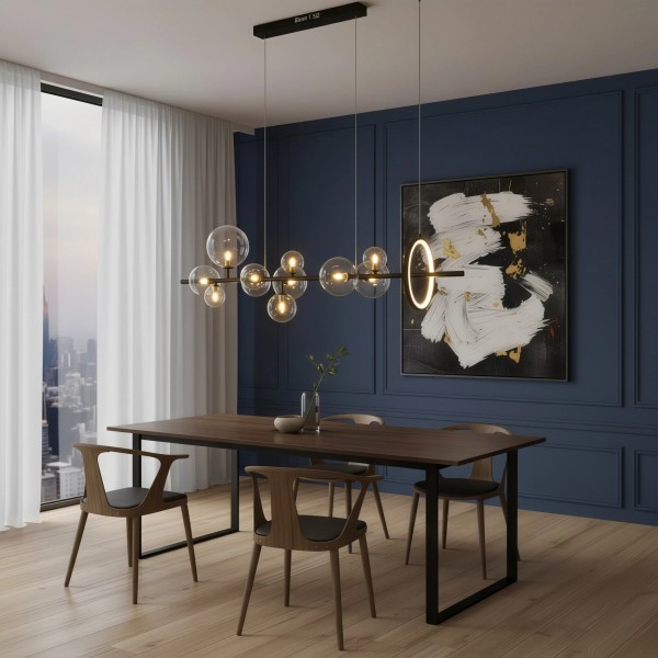 Снимка на Висящ полилей с LED ринг и 10 стъклени сфери Carina Line 10 - Висящи лампи