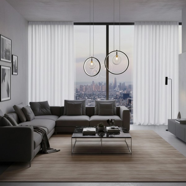 Снимка на Висящ пендел с LED ринг и стъклена сфера Carina Ring 1 (Ø30 см) - Осветление за кухня