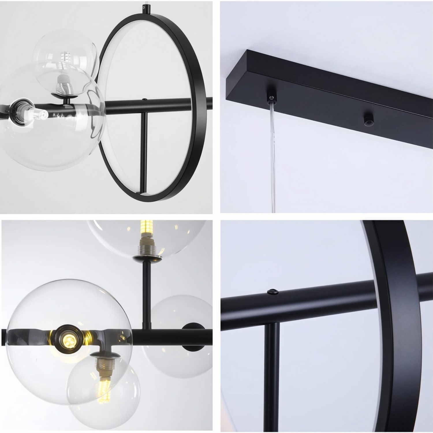 Снимка на Висящ полилей с LED ринг и 10 стъклени сфери Carina Line 10 - Висящи лампи