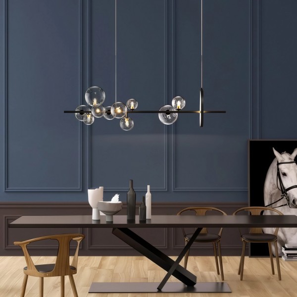 Снимка на Висящ полилей с LED ринг и 10 стъклени сфери Carina Line 10 - Висящи лампи