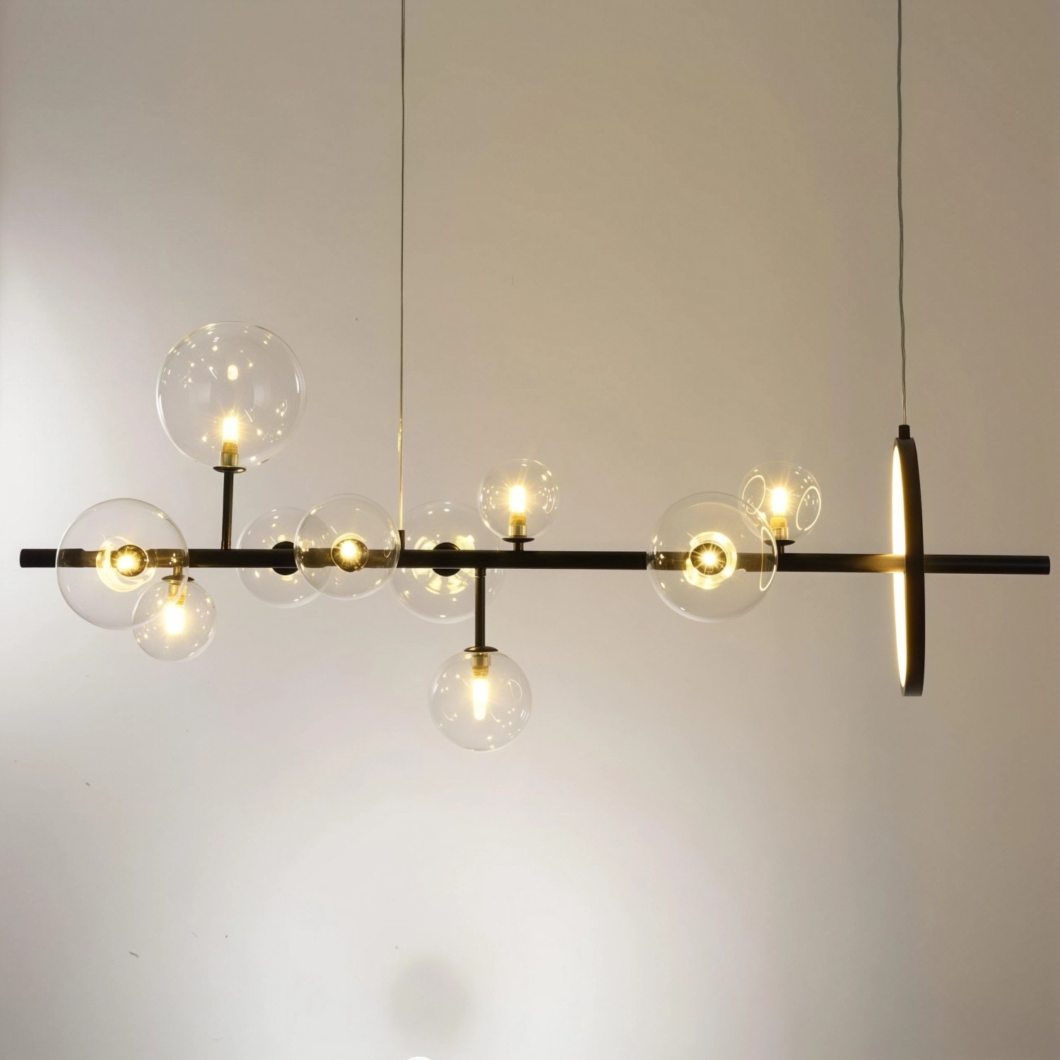 Снимка на Висящ полилей с LED ринг и 10 стъклени сфери Carina Line 10 - Висящи лампи