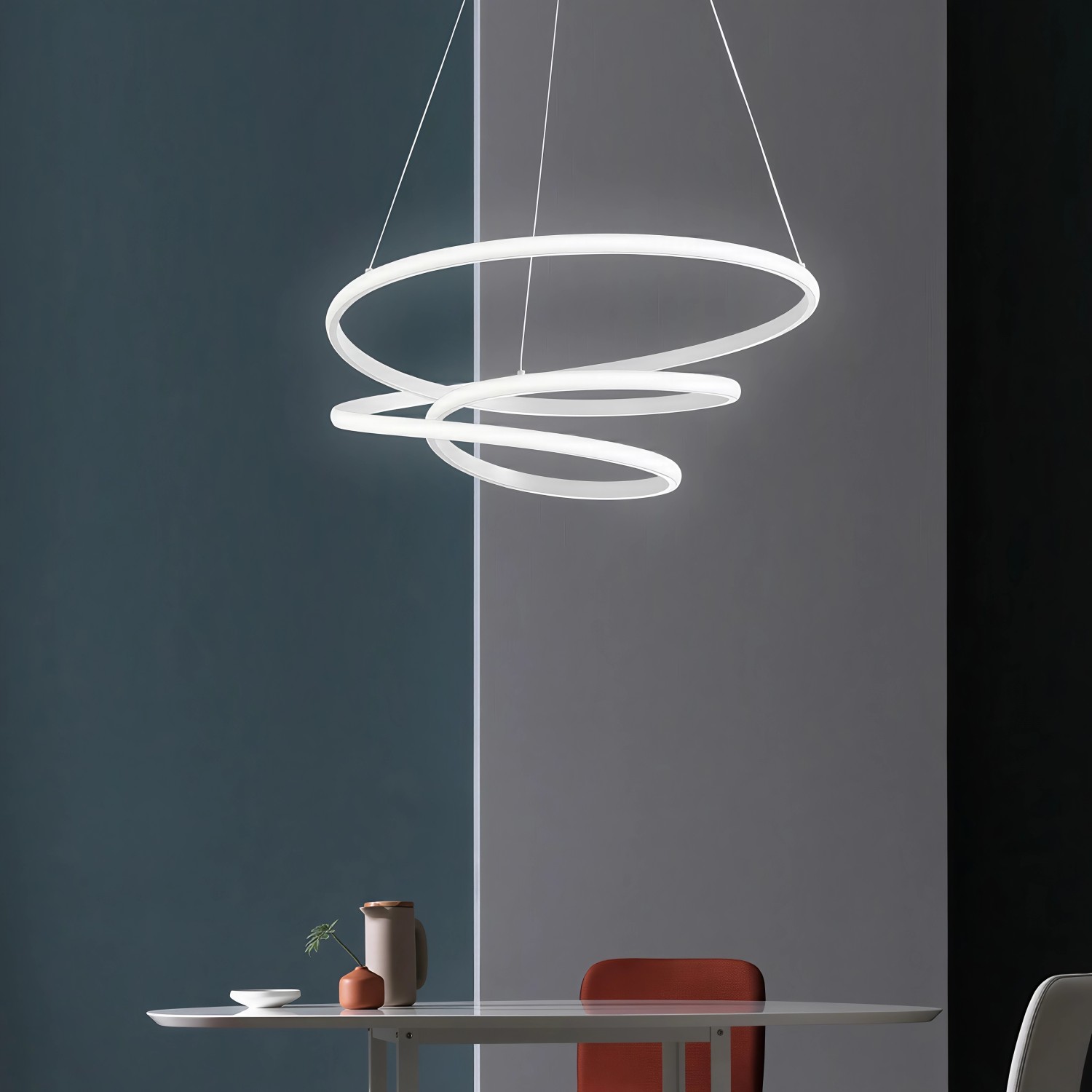 Детайлно изображение на Висящ LED полилей с тройна спирала Spiral D (Ø52 см) Снимка на Висящ LED полилей с тройна спирала Spiral D (Ø52 см) - Висящи лампи