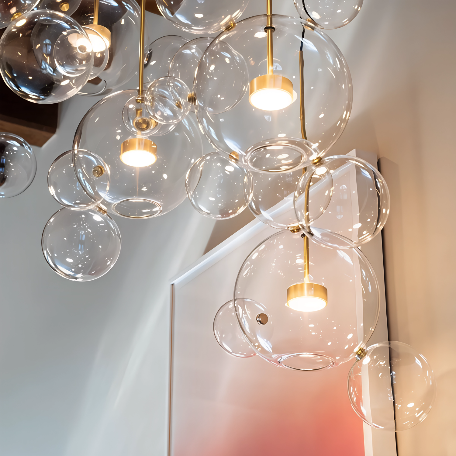 Детайлно изображение на Висяща LED лампа с 6 стъклени мехурчета Orbital 6 | 10W | 3000K Снимка на Висяща LED лампа с 6 стъклени мехурчета Orbital 6 | 10W | 3000K