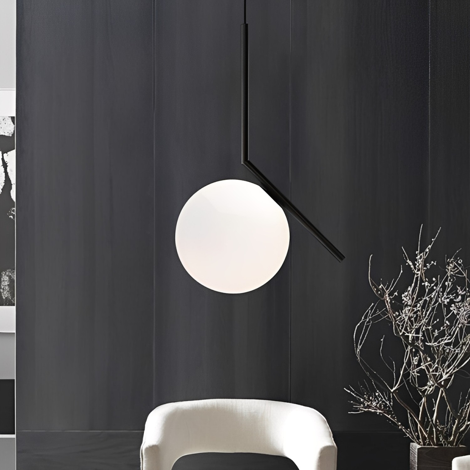 Снимка на Висящ черен пендел със стъклена сфера Rush