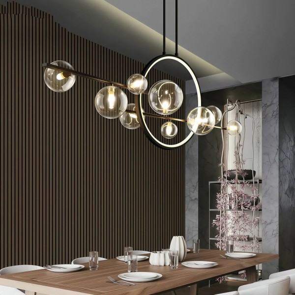 Снимка на Висящ полилей Carina Double Line с 10 стъклени топки -