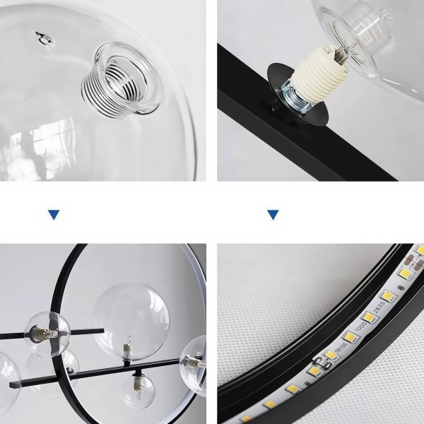 Снимка на Висящ полилей с LED ринг и 7 стъклени сфери Carina Single Line (100 см) - Висящи лампи