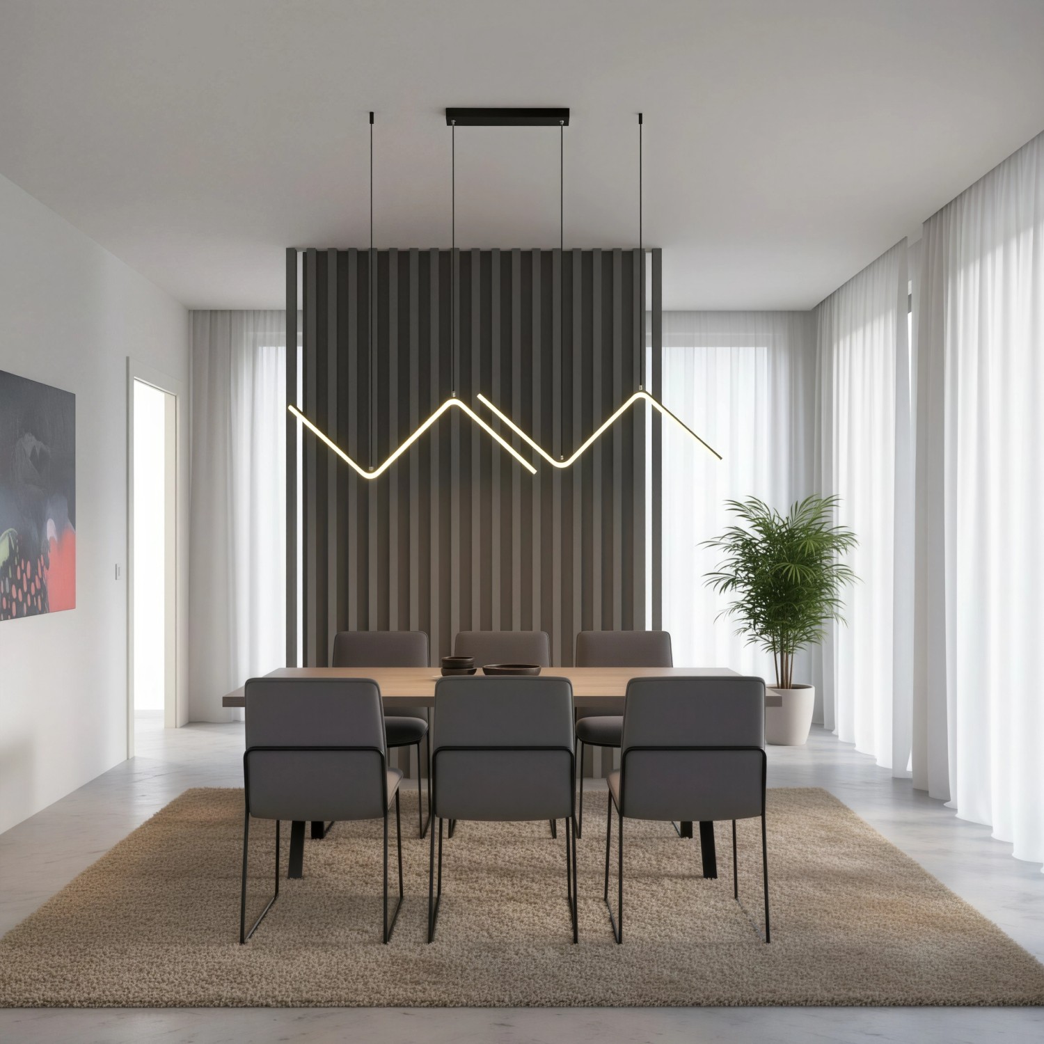 Снимка на Висящ LED полилей с вълнообразна форма Wave (90 см) - Висящи лампи