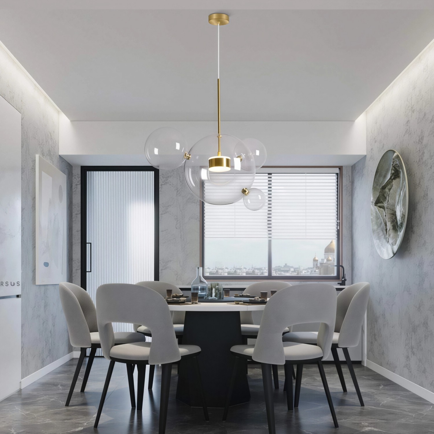 Снимка на Висяща LED лампа със стъклени сфери Orbital 4 - Висящи лампи