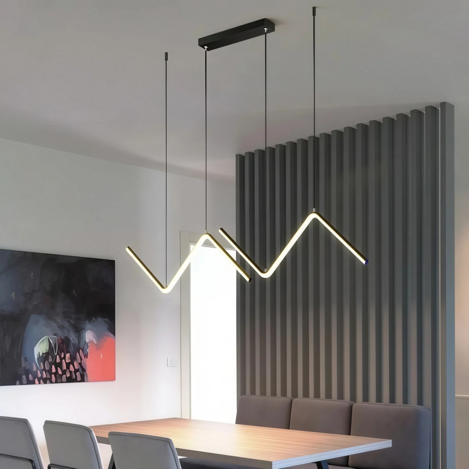 Детайлно изображение на Висящ LED полилей Wave | Вълнообразна форма | 90cm | 24W Снимка на Висящ LED полилей Wave | Вълнообразна форма | 90cm | 24W