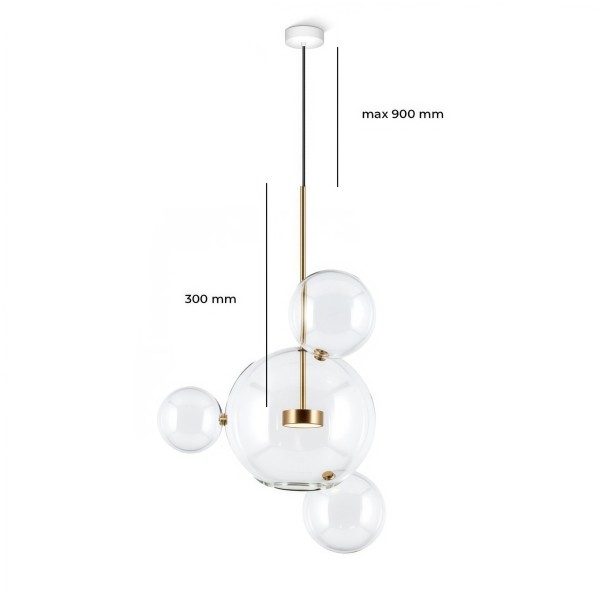 Снимка на Висяща LED лампа Orbital 4 | 4 стъклени мехурчета | 7W | 3000K