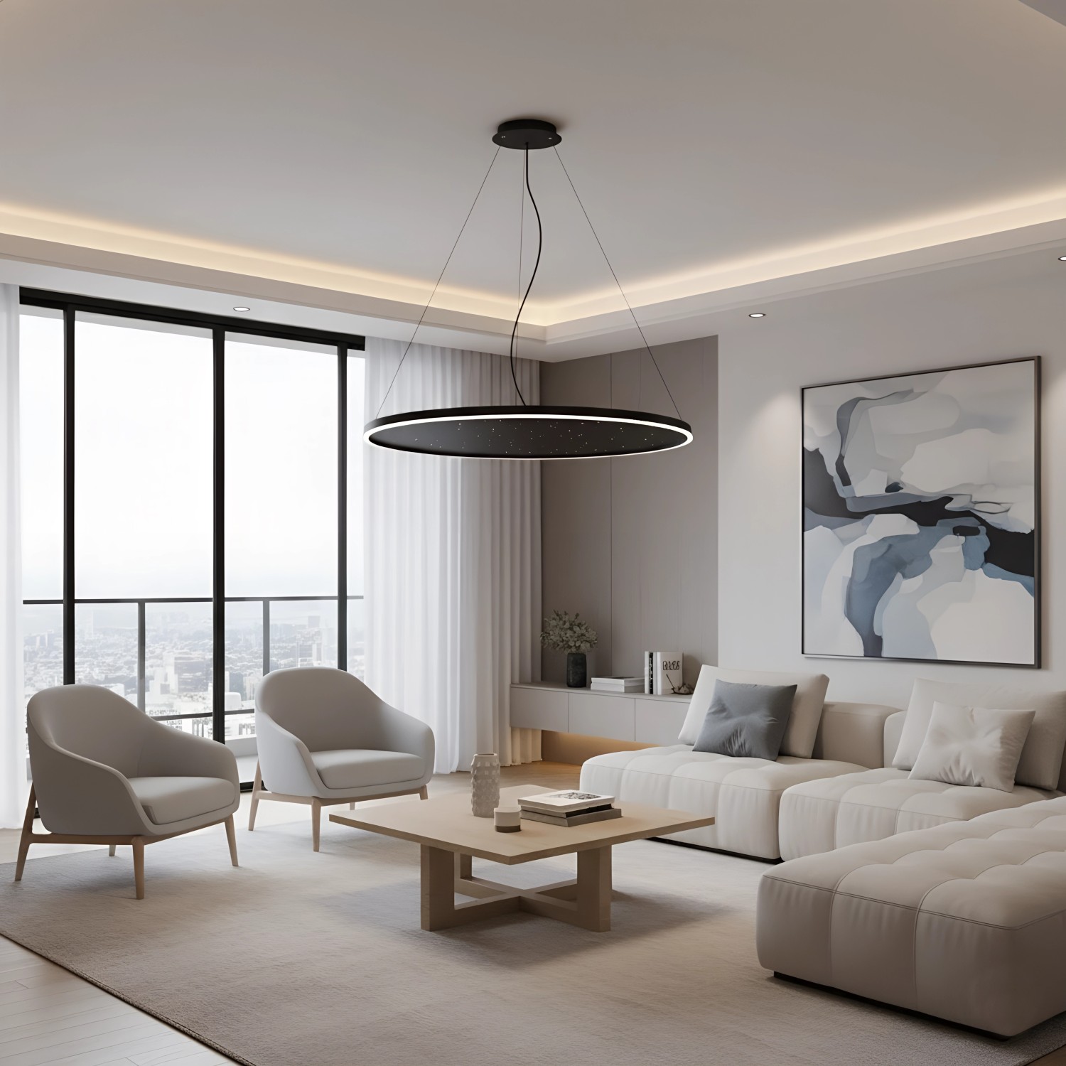 Снимка на Дизайнерска висяща LED лампа Quasar P | Повърхност звездно небе