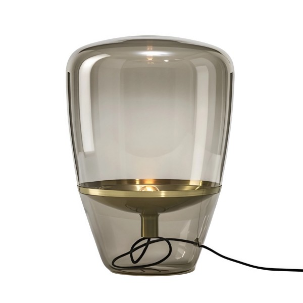 Снимка на Настолна лампа със стъклен абажур и медна основа Neron (40 см) - Настолни лампи