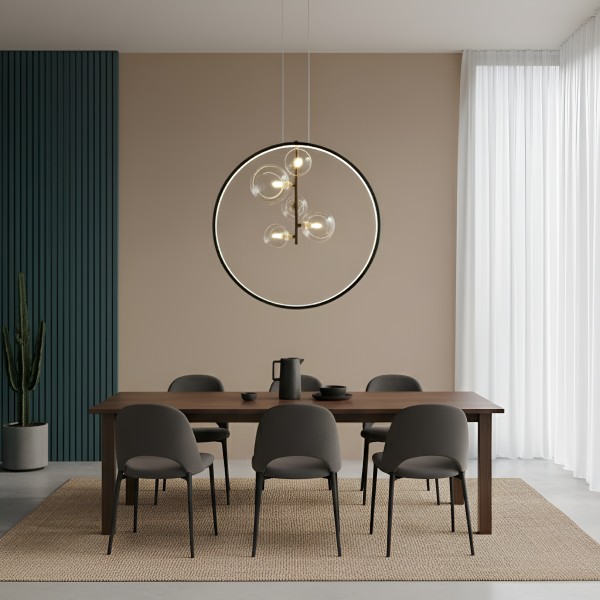 Снимка на Висящ LED полилей Carina Ring 5 | Ринг и 5 стъклени сфери