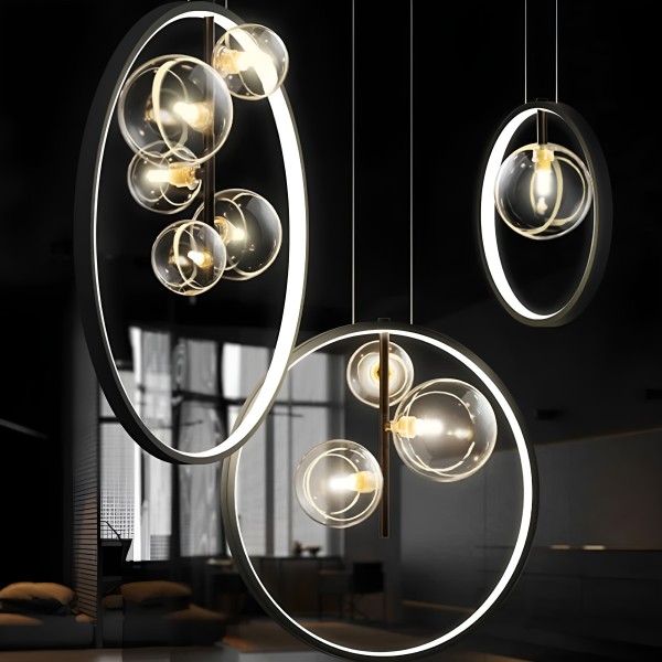 Снимка на Висящ LED полилей Carina Ring 5 | Ринг и 5 стъклени сфери