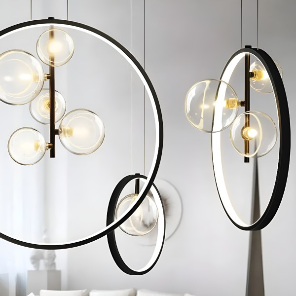 Снимка на Висящ LED полилей Carina Ring 5 | Ринг и 5 стъклени сфери