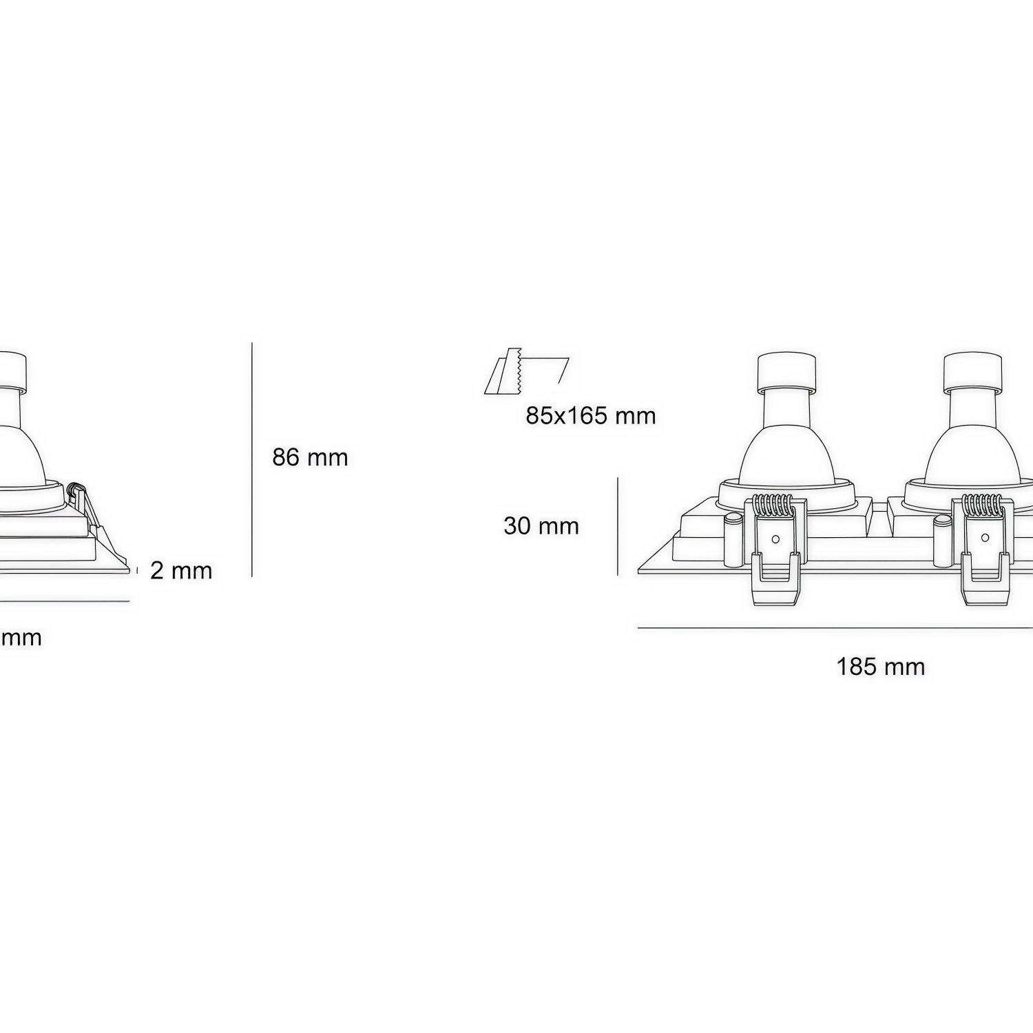 Снимка на Квадратна луна за вграждане Cardan Mini & Double | GU10
