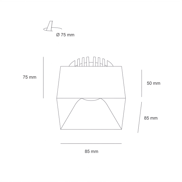 Снимка на Квадратна LED луна за открит монтаж Zen SQ | 10W | 3000K