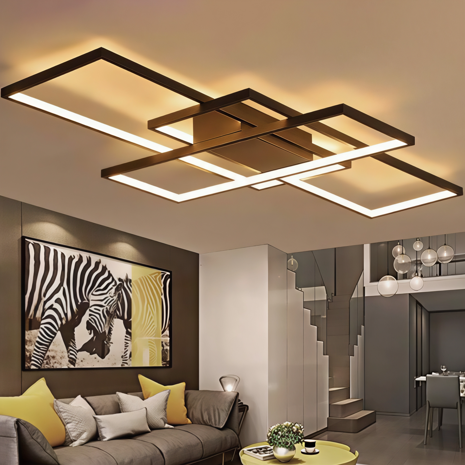 Снимка на Голям LED плафон Triple | Геометричен дизайн | 68W