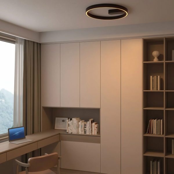 Снимка на Черен кръгъл LED плафон Minimal | G-образен | 60cm | 45W