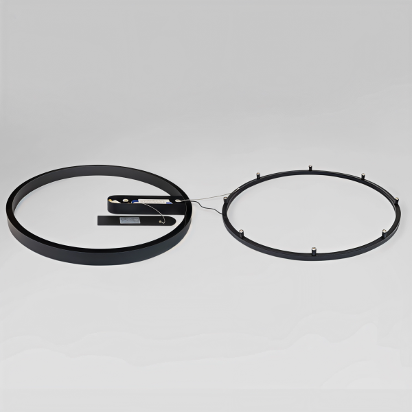 Снимка на Черен кръгъл LED плафон Minimal | G-образен | 60cm | 45W