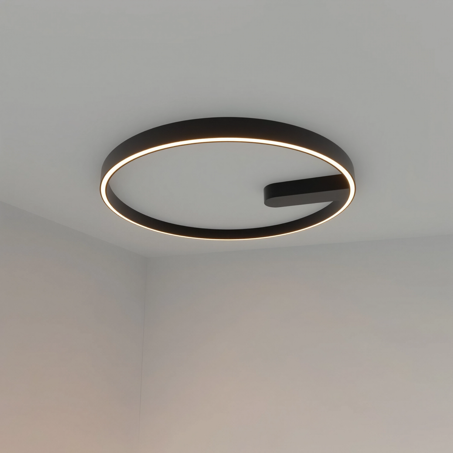 Снимка на Черен кръгъл LED плафон Minimal | G-образен | 60cm | 45W