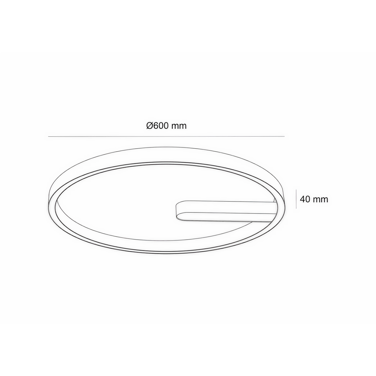 Снимка на Кръгъл LED плафон Minimal | Черен | G-образен | 60cm | 45W