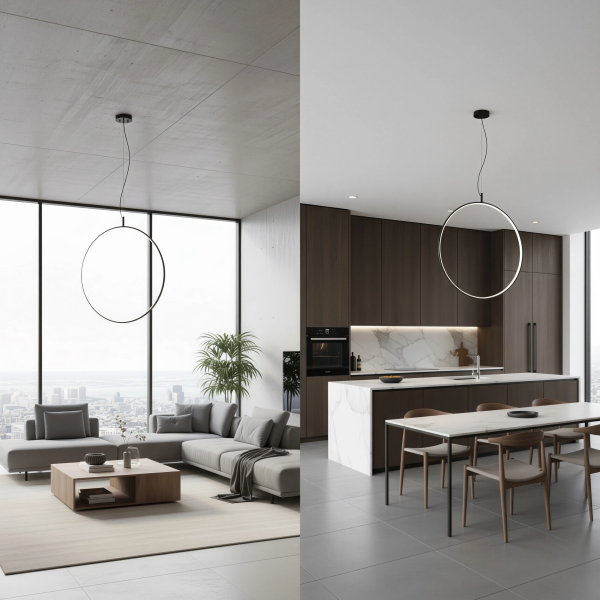 Снимка на Висяща кръгла LED лампа с минималистичен дизайн Tini (Ø600/1200 mm) - Висящи лампи