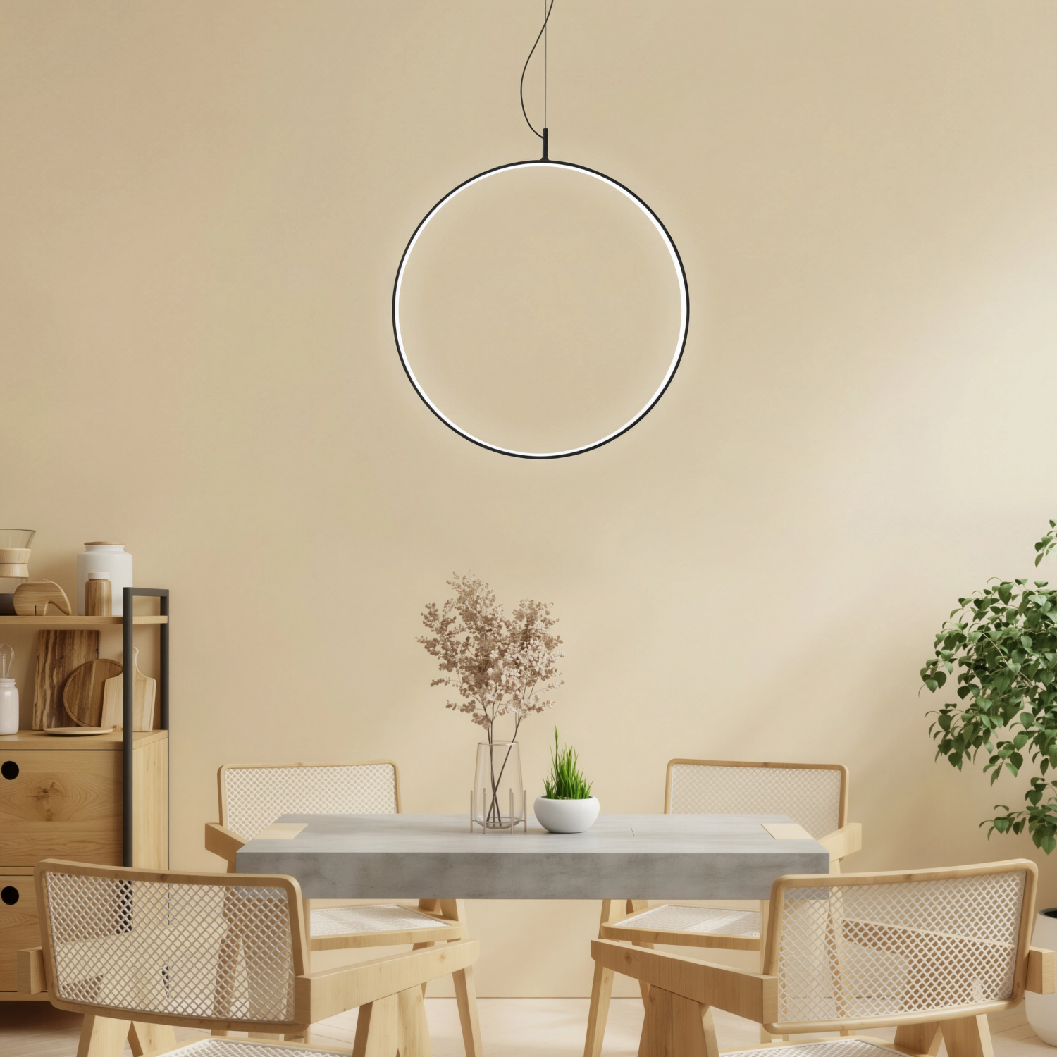 Детайлно изображение на Висяща кръгла LED лампа Tini | Светлинен пръстен | 3000K | Два размера Снимка на Висяща кръгла LED лампа Tini | Светлинен пръстен | 3000K | Два размера