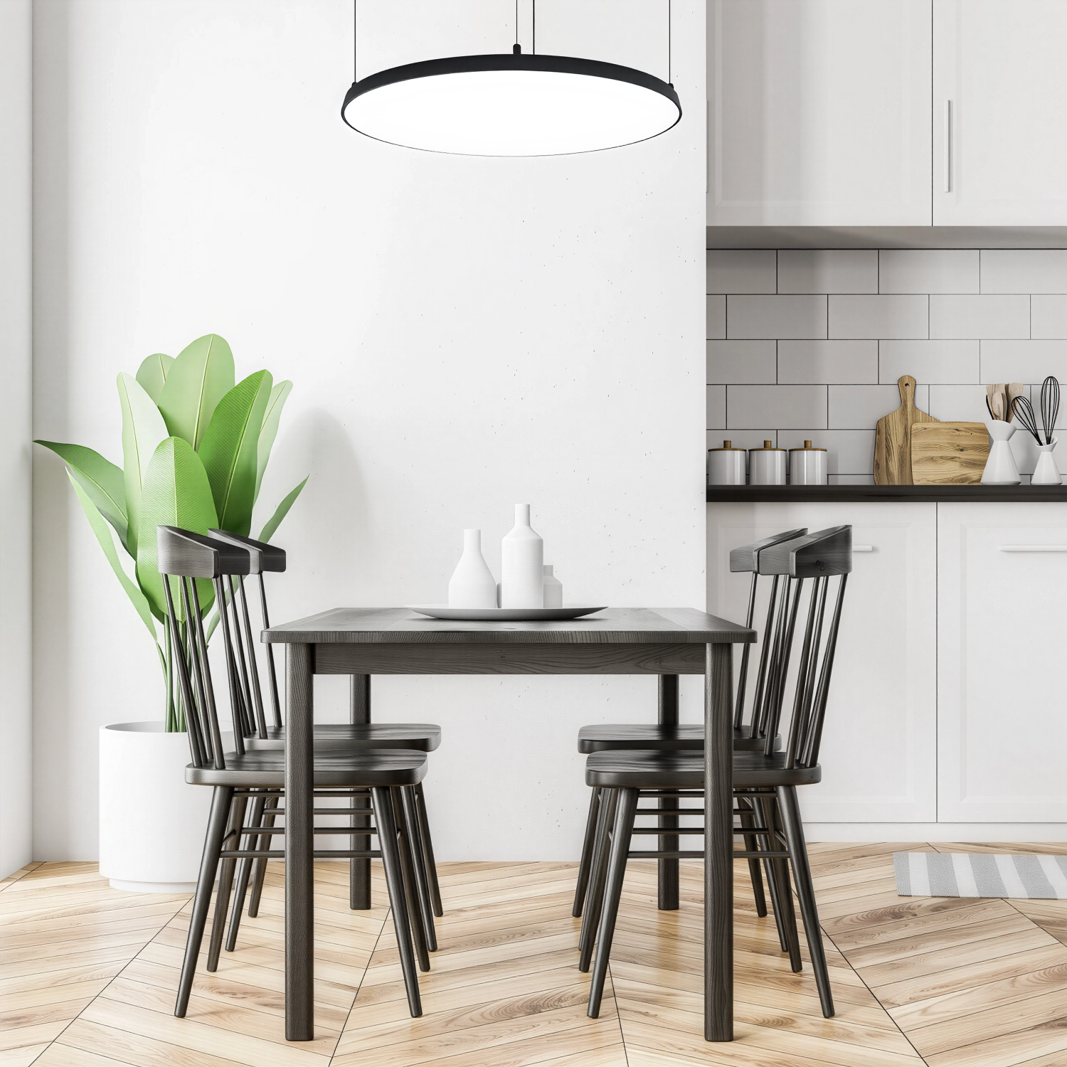 Детайлно изображение на Кръгла висяща LED лампа Veny Eco XL | Ø80-120cm Снимка на Кръгла висяща LED лампа Veny Eco XL | Ø80-120cm