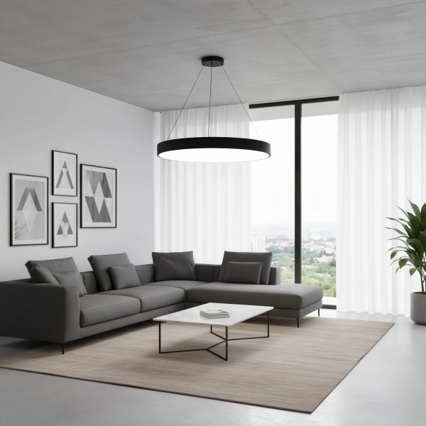 Детайлно изображение на Висяща кръгла LED плафониера Veny XL | Ø80–120cm | 3000-4000K Снимка на Висяща кръгла LED плафониера Veny XL | Ø80–120cm | 3000-4000K