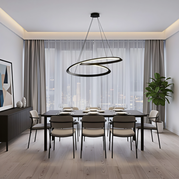 Снимка на Черен LED полилей Vortex с динамична двойна спирала | 30W | 3000K