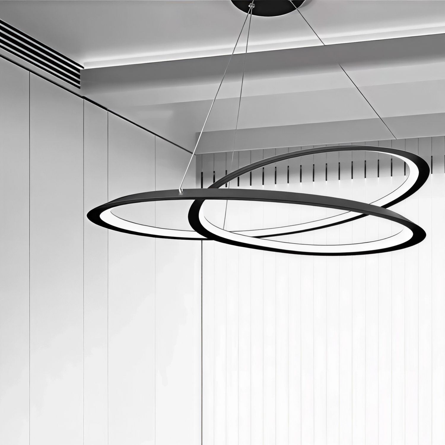 Детайлно изображение на LED полилей Vortex | Черен | Динамична двойна спирала | 30W | 3000K Снимка на LED полилей Vortex | Черен | Динамична двойна спирала | 30W | 3000K