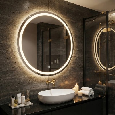 LED огледало Sun 70cm | Двоен пръстен | Anti Fog | Touch Control | IP44