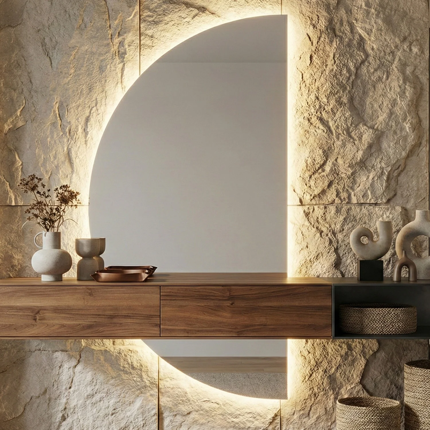 Детайлно изображение на LED огледало Arch 80×120cm | D-образно | Полусфера | Anti Fog | Touch Control Снимка на LED огледало Arch 80×120cm | D-образно | Полусфера | Anti Fog | Touch Control