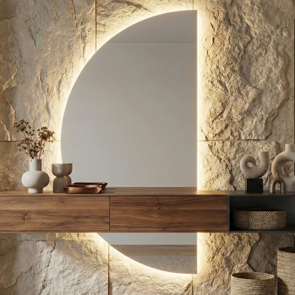 Детайлно изображение на LED огледало Arch 80×120cm | D-образно | Полусфера | Anti Fog | Touch Control Снимка на LED огледало Arch 80×120cm | D-образно | Полусфера | Anti Fog | Touch Control