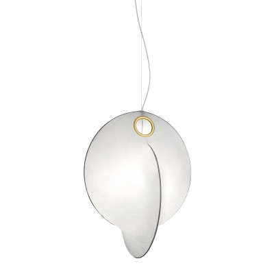 Висяща лампа Gemini | Копринен абажур | E27 | Бял