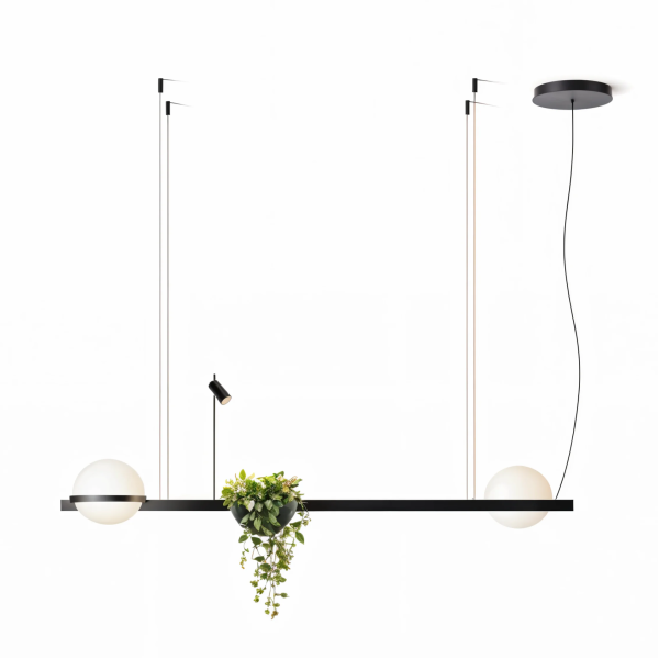 Детайлно изображение на Дизайнерска висяща LED лампа Astro Duo | 24W | Черна | 3000K Снимка на Дизайнерска висяща LED лампа Astro Duo | 24W | Черна | 3000K