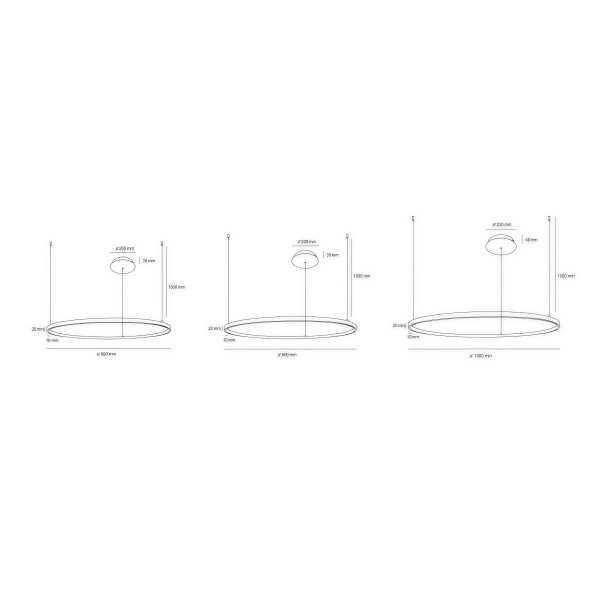 Висяща кръгла LED лампа Aureola (Ø600–1000) - 155,00 лв (79.25€) Снимка на Висяща кръгла LED лампа Aureola (Ø600–1000) - Висящи лампи