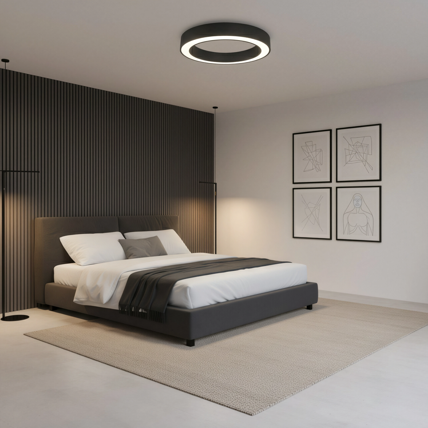 Снимка на Кръгла LED плафониера Daylight | Бял светлинен пръстен | ⌀60/80cm