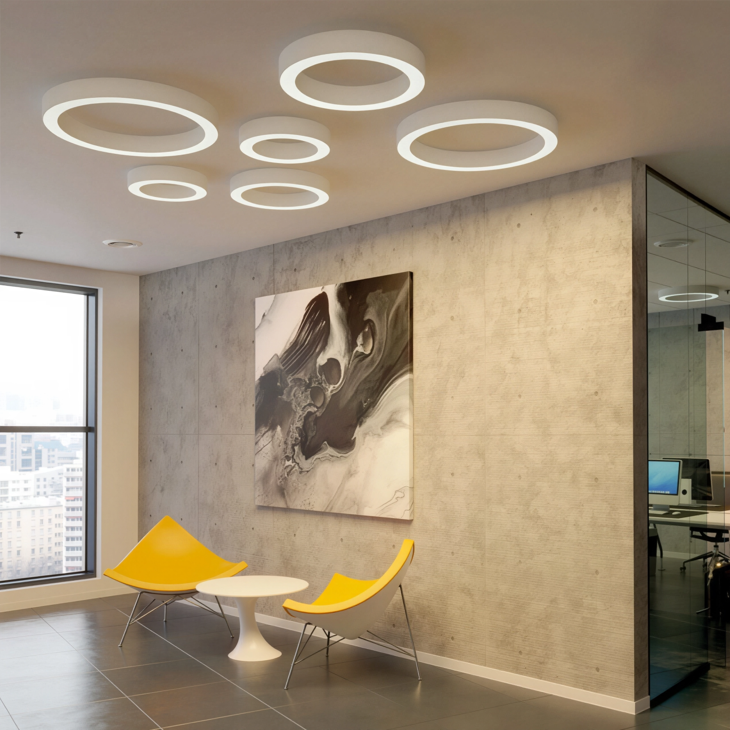 Снимка на Кръгла LED плафониера Daylight | Бял светлинен пръстен | ⌀60/80cm