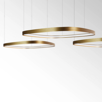 Квадратен висящ LED полилей Helix – златен/черен