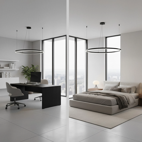 Снимка на Кръгла висяща LED лампа Loop с тънък профил (Ø600 мм) - Осветление за кухня