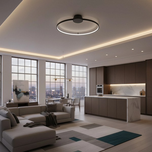 Снимка на Кръгла дизайнерска плафониера за таван Lorena тип пръстен | 3000K