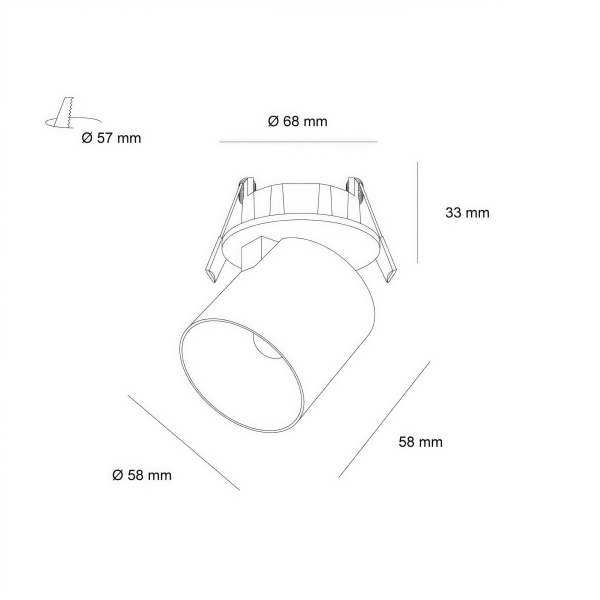 Детайлно изображение на LED спот за вграждане Oko BM | Регулируем | 7W | 3000K Снимка на LED спот за вграждане Oko BM | Регулируем | 7W | 3000K