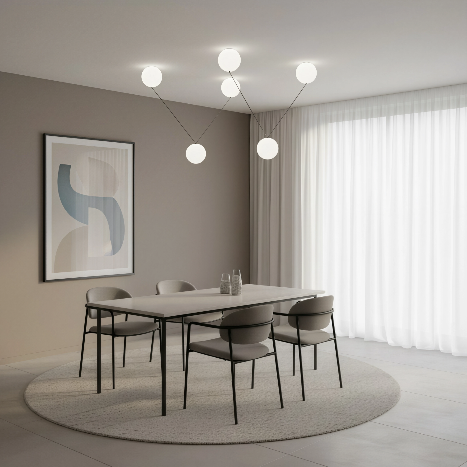 Снимка на Дизайнерски LED полилей Pulse | 3 акрилни сфери | 3x24W