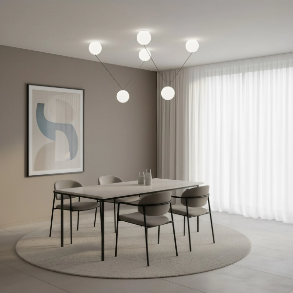 Снимка на Дизайнерски LED полилей Pulse | 3 акрилни сфери | 3x24W